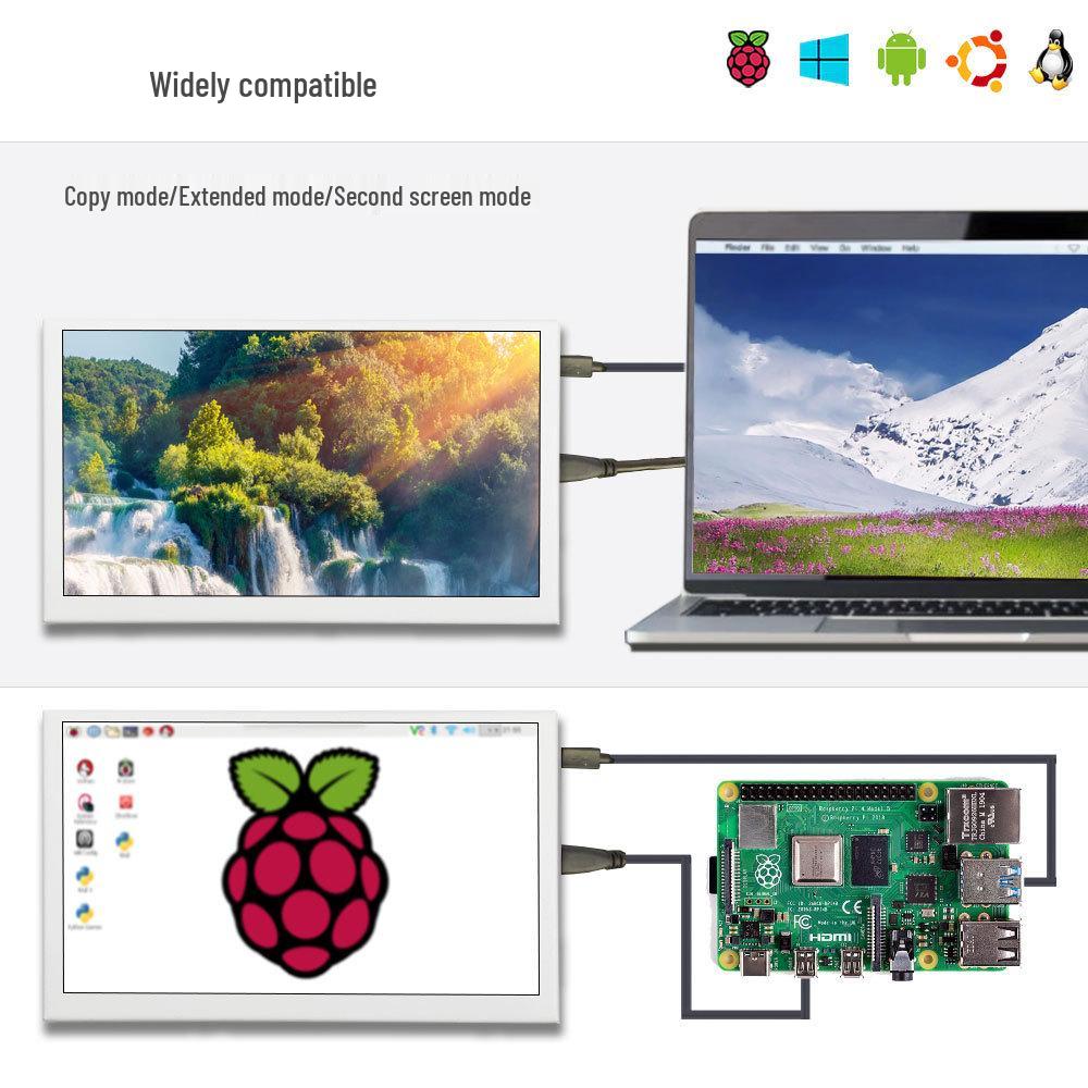 Portable HDNI Monitor: Black and White Metal Shell, High-Definition Capacitive Touch LCD
