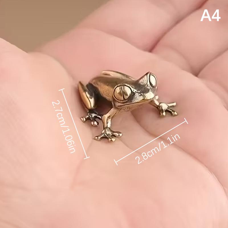 Estátua de Sapo de Latão Vintage Decoração de Sapo Pose Contemplativa Charmosa Ornamento de Mesa Pet de Chá Estatueta Decoração para Casa Escritório