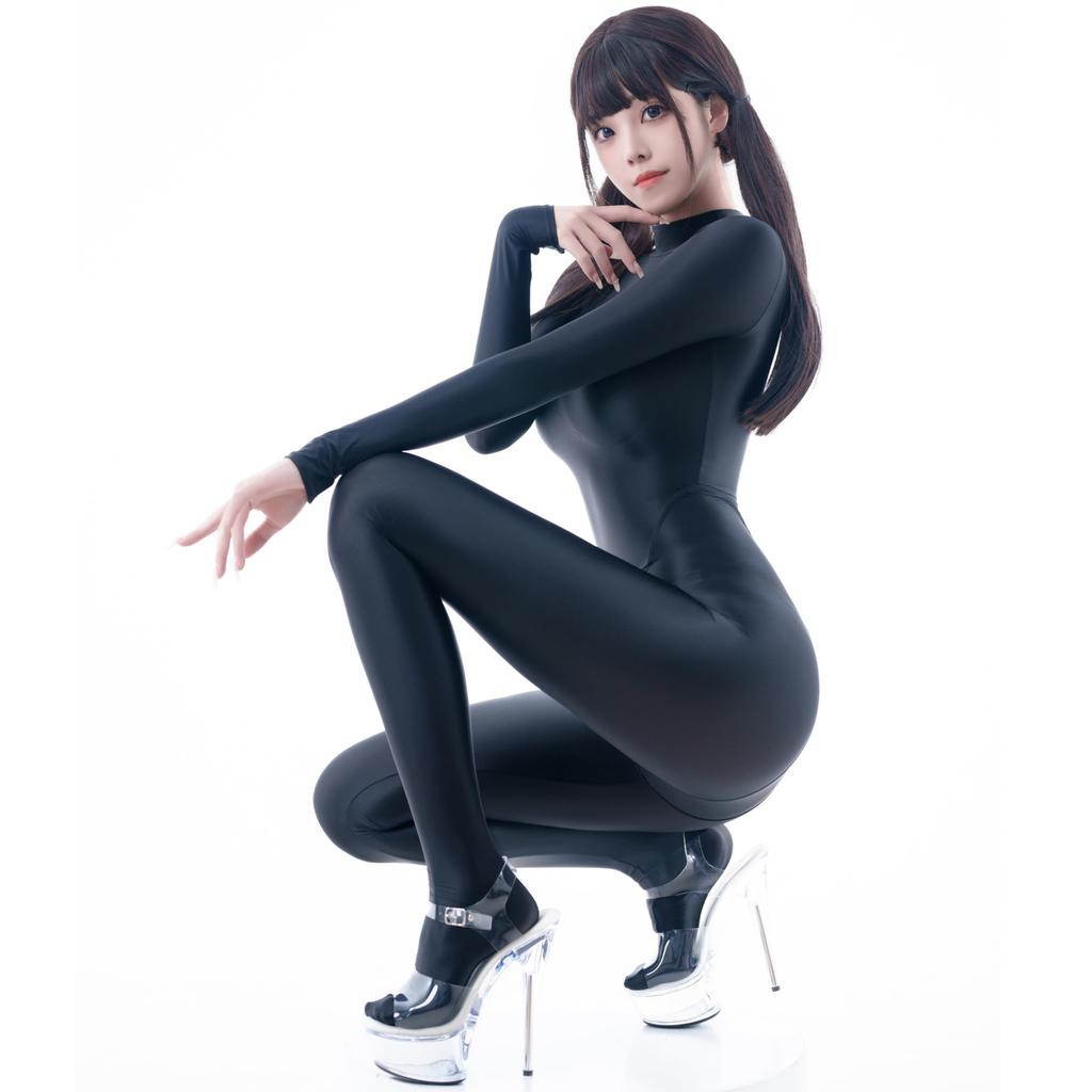 Full Body Cosplay Smooth Shiny Dance Tights [LOST-G] Tights, Sheer, See-Through, Sexy, Costume, Pantyhose, (BLACK, M)