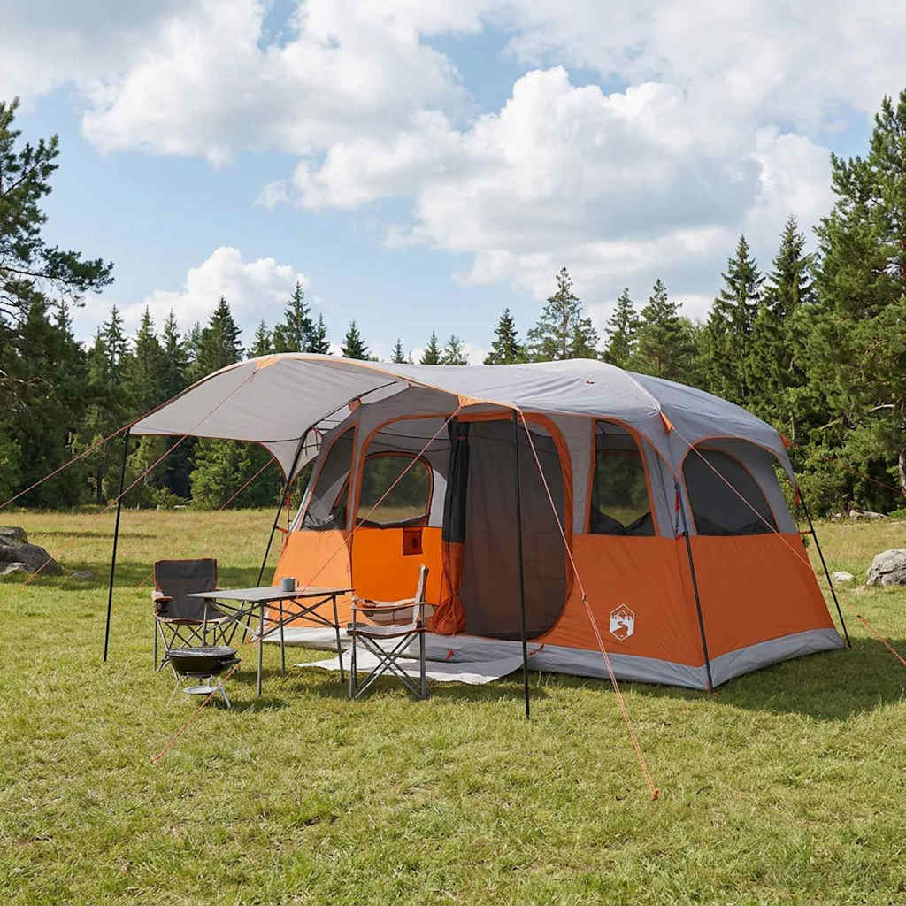 Tunnel Tent with Grey and Orange Roof 366 x 244 x 198 cm