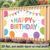 Colorful Birthday Party Banner, Polyester Photo Backdrop Wall Decor