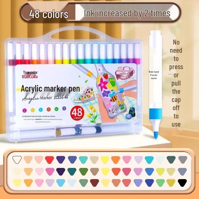 Echtfarbe Dreieckiger Schaft Wasserfarbenstift für Kinder: Acrylmarker-Pinsel für den Kunstunterricht mit Schichtfarben.