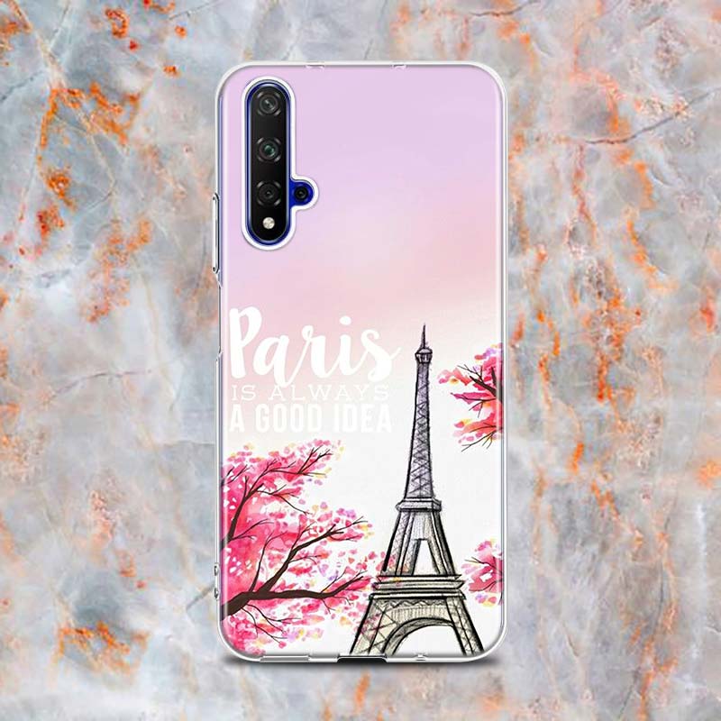 Paris Eiffel Tower Travel Silicone Cover For Honor 20 20S 20E 8 8A Prime 8X MAX 8C 8S 7A 7C 7S Pro Phone Case
