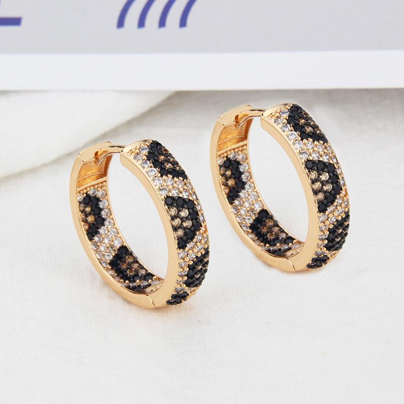 Gold-Plated Leopard Print Zircon Hoop Earrings: Fashionable European & American Style Multi-Design Studs