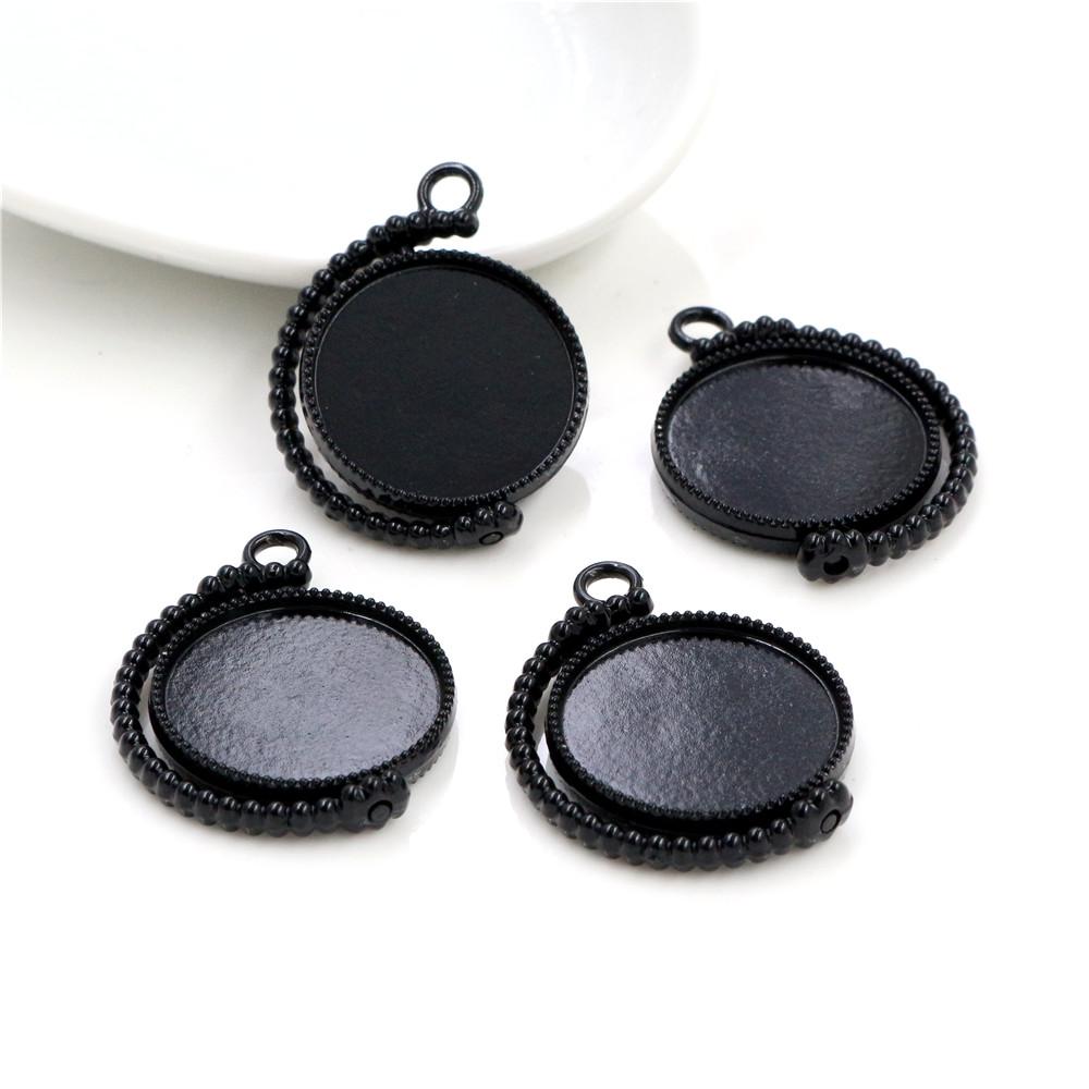 New Fashion 5pcs 25mm Inner Size Antique Silver Plated And Bronze Baroque Style Cabochon Base Setting Charms Pendant