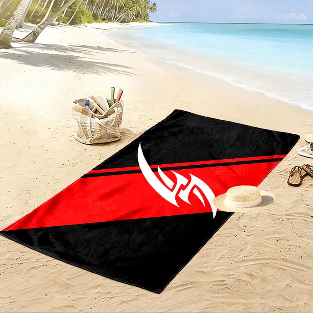 Large Beach Towel with Red Diagonal Streamline Logo, Quick Dry Microfiber, Soft and Durable, for Beach Pool Travel