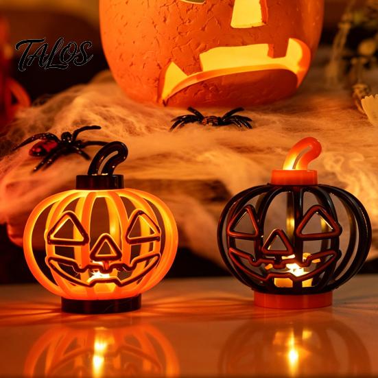 Home Window Display Ornaments Halloween Pumpkin Lantern, LED Light Up Hollow Ornament, Battery Operated Decorative Statue with Warm for Indoor Outdoor