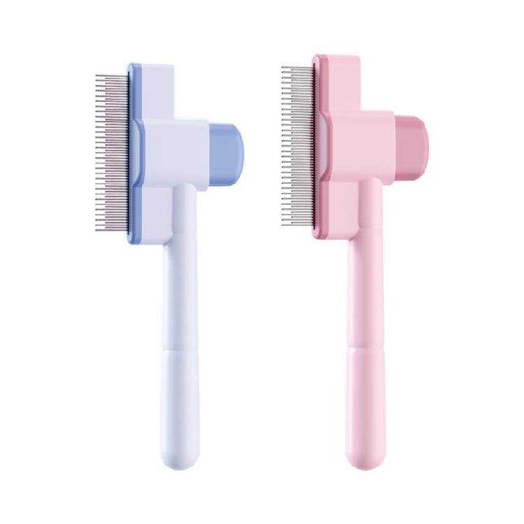 Cats Dog Comb Lice Cats Brush with Release Button Fleas Comb for Dogs Cats Pet Hair Removal Comb for Grooming Shedding