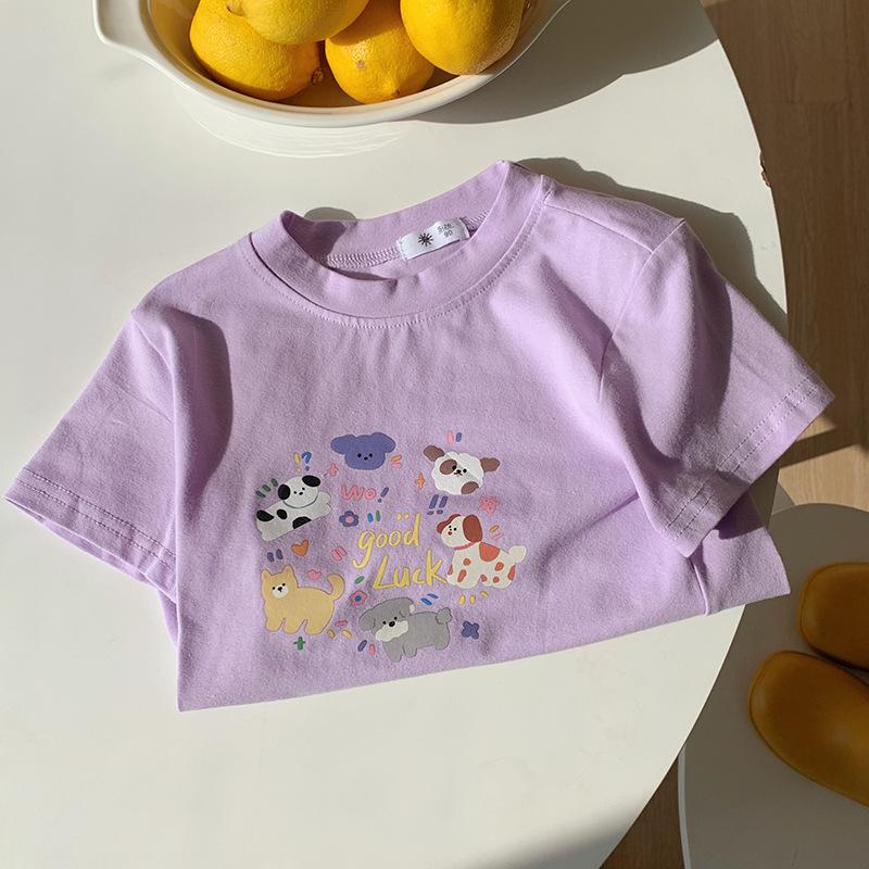 Casual T-shirt met Korte Mouwen voor Meisjes - Zomer Kinder Schattig Katoenen Top met Ronde Hals