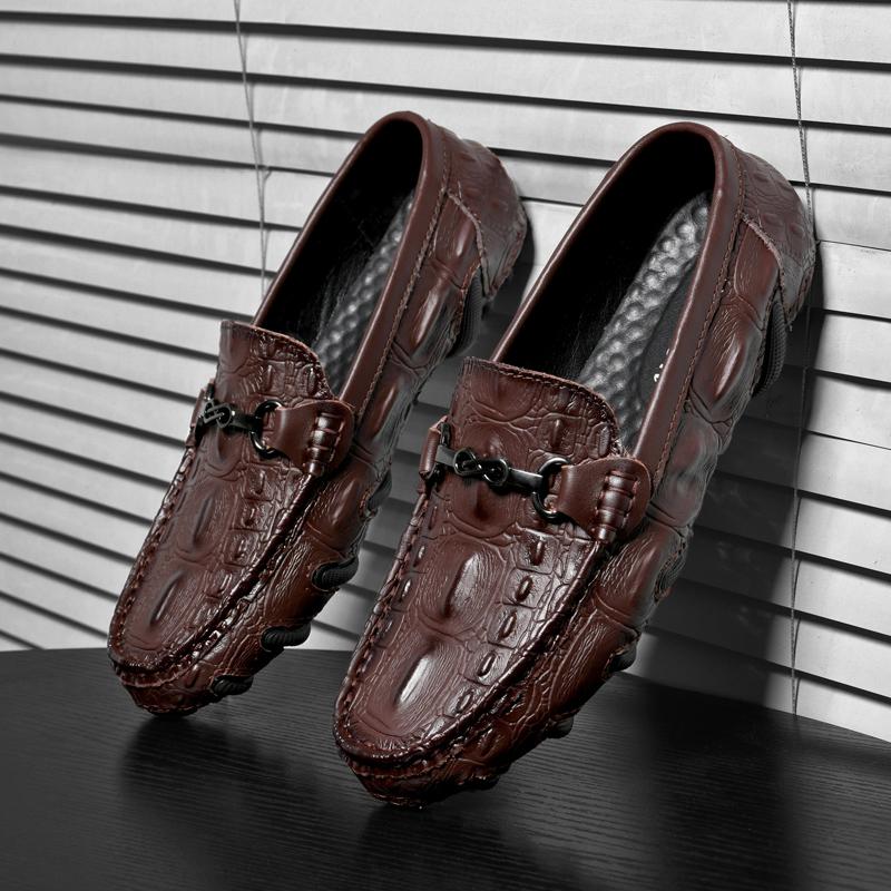 Mens Casual Flats  Crocodile Pattern Loafers Moccasins Slip On Breathable Footwear Male Driving Soft Shoes Leisure Walk Non-Slip