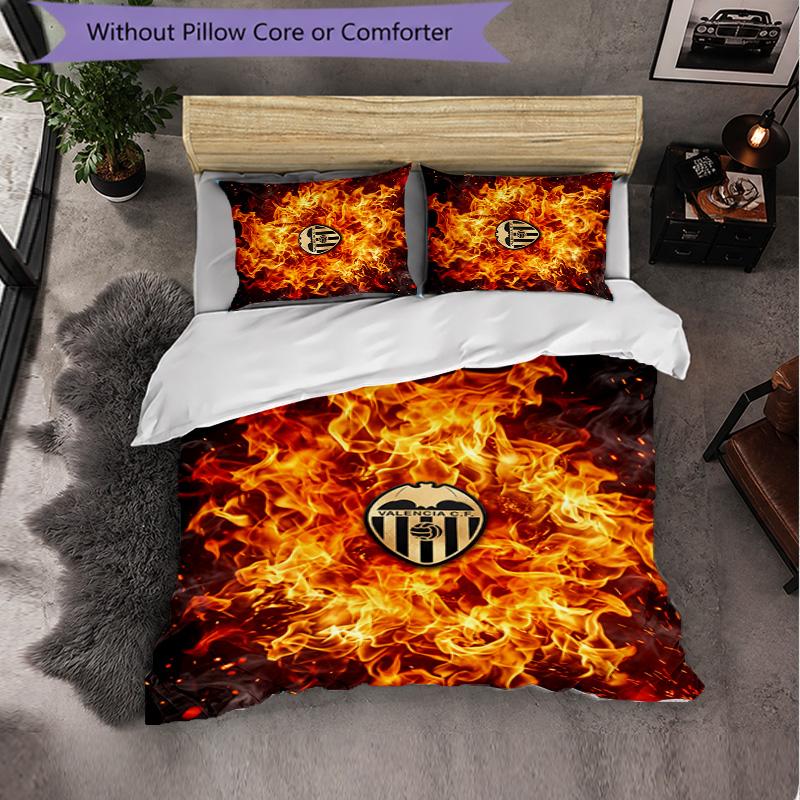 Valencia FC Themed Bedding 3Pcs Duvet Cover Set Decorative Bed Linen For Teen Room Home Decoration