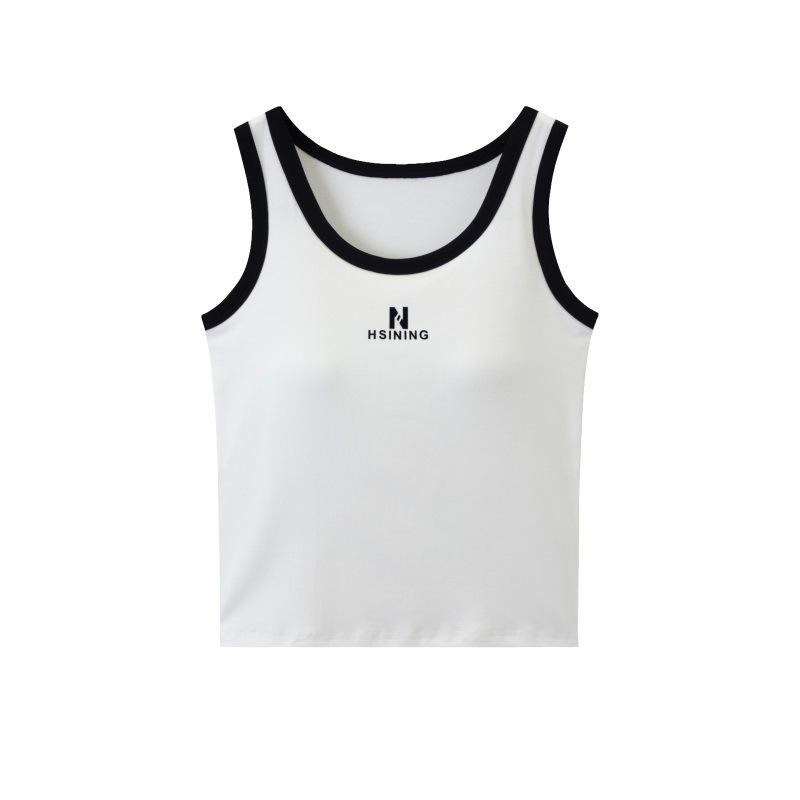 

Женская короткая хлопковая майка с встроенной чашкой бюстгальтера - Утягивающая, без рукавов, чистый и сексуальный стиль One Size