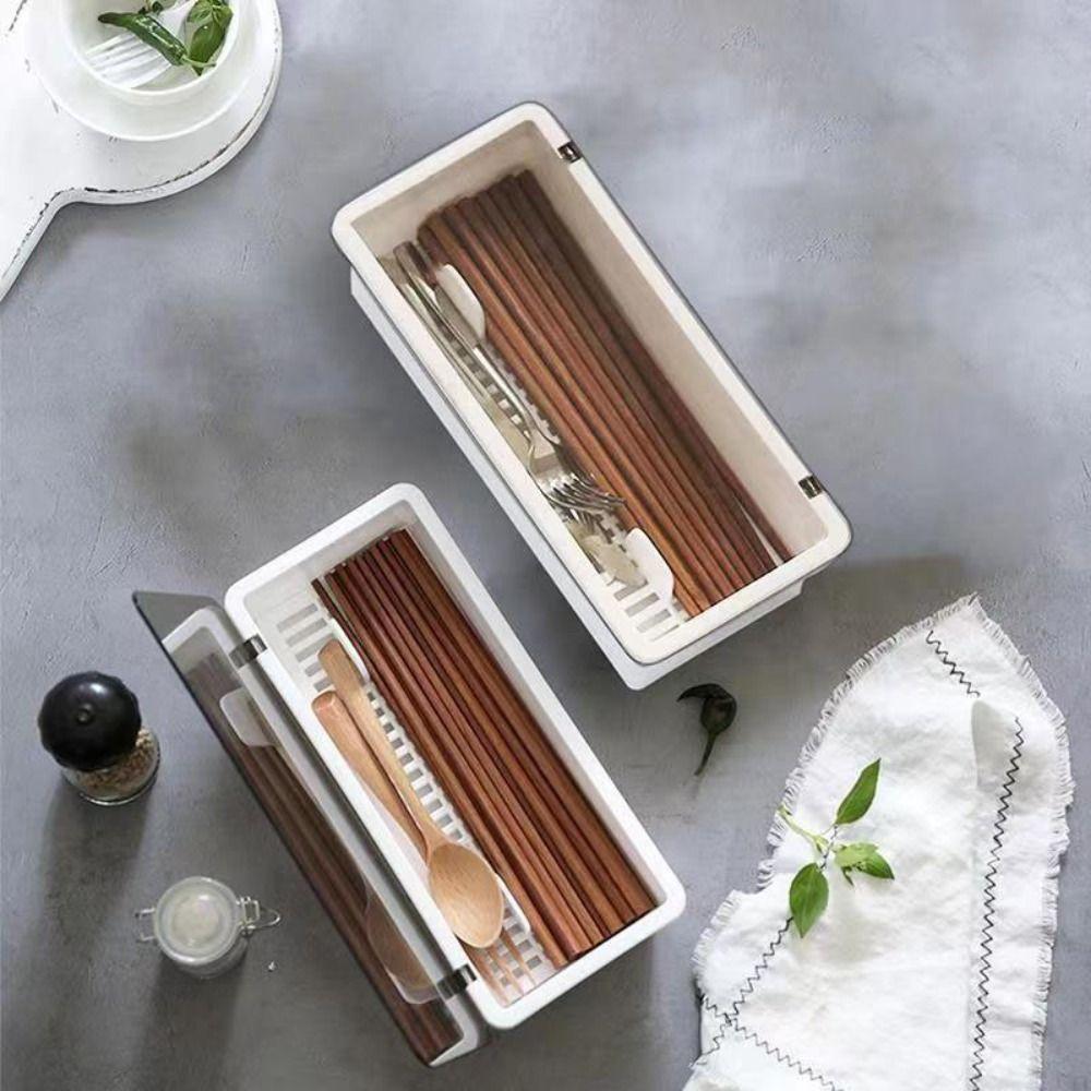 Plastic Utensils Drawer Organizer Drainage Cutlery Storage Box Chopstick Box  Utensil Holder