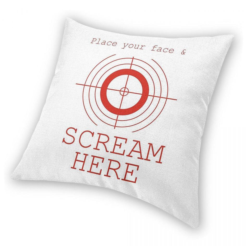 Leg dein Gesicht hier hin und schreie hier Quadratischer Kissenbezug Polyester Leinen Samt Kreativer Reißverschluss Dekorative Kissenhülle Heim Kissenbezug