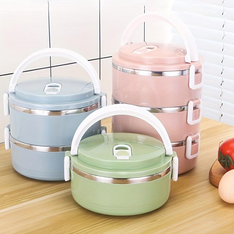 1PC Separate Stackable Insulated Lunch Box Round Shape Thermos Food Containers Stainless Steel Inner Food Thermal Box Keep Hot