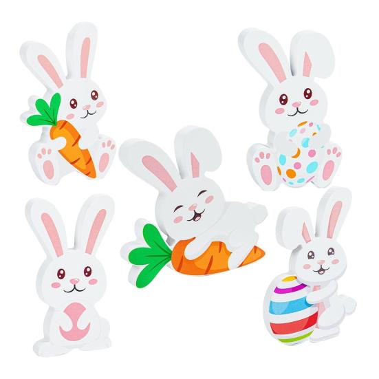 1 Set Easter Rabbit Table Sign Farmhouse Rustic Bunny Decoration Home Office Spring Easter Holiday Party Table Centerpiece Ornament