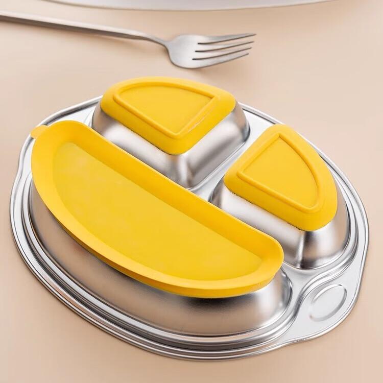 Onlycook [Sun Li Same Style] Children's Suction Plate, 304 Stainless Steel Divided Plate, Baby Food Tray, Tableware - Pink
