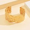 Women's Wide Hammered Texture C-Shaped Stainless Steel Bangle Bracelet