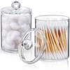 Transparent Cotton Swab Holder - 10 oz Round Bathroom Storage Jar for Makeup and Dental Floss