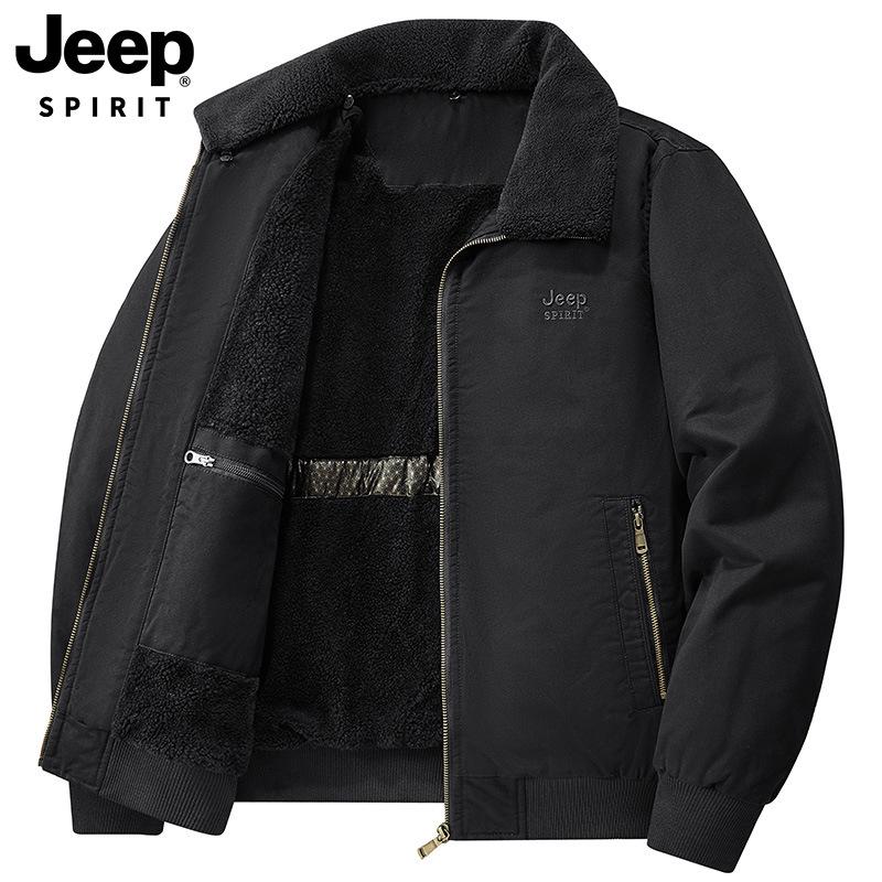 2025 Men's Fleece-Lined Warm Jacket with Detachable Fur Collar - Wear-Resistant Cotton Coat for Autumn/Winter