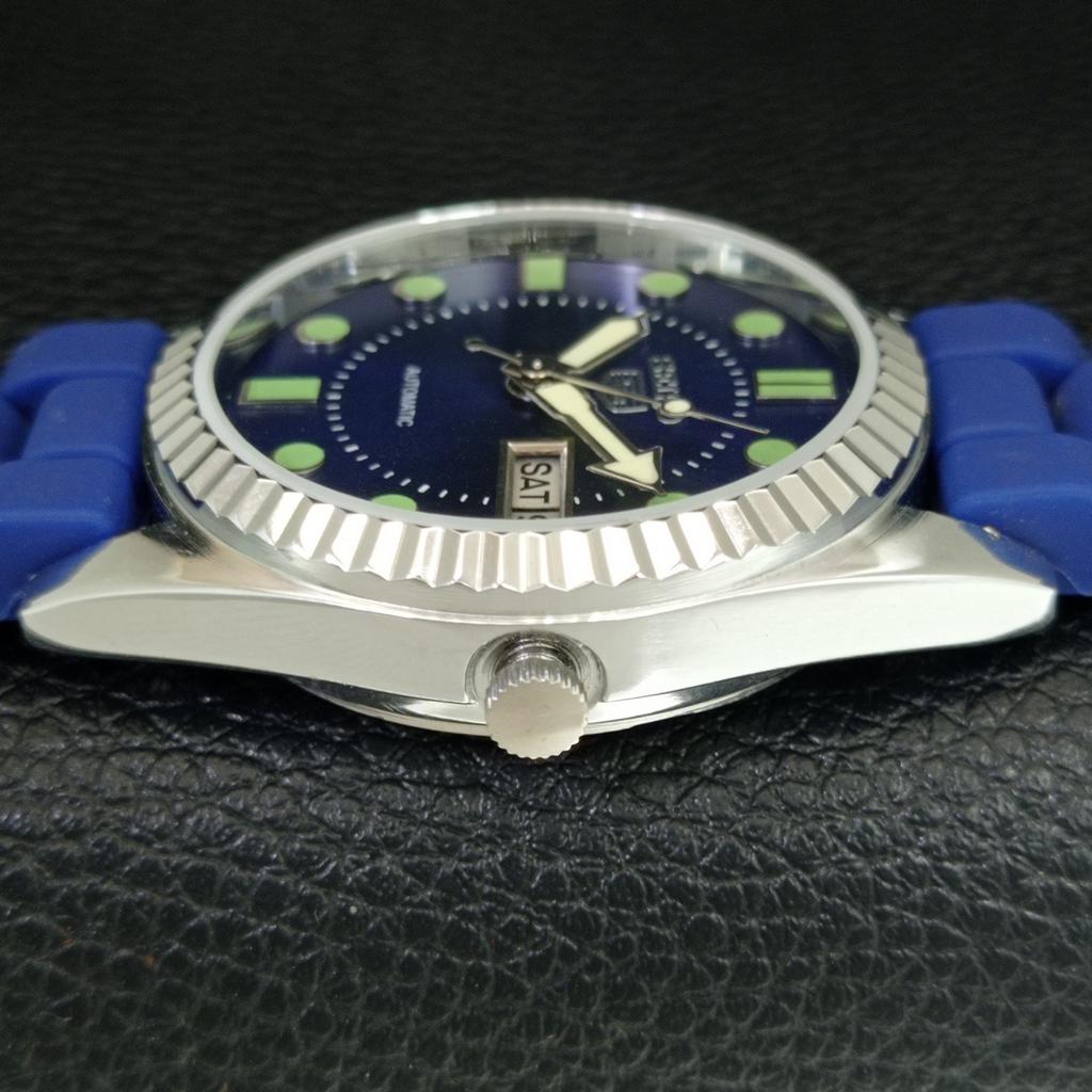 VINTAGE REFURBISHED SEIKO 5 AUTOMATIC 6309A JAPAN MENS BLUE DIAL WATCH A444287-1