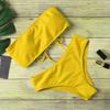 2025 Nouveau Bikini Taille Haute Sans Bretelles Sexy Bikini Maillot de Bain Femme Mode Maillot de Bain Rembourré Monokini Couleur Unie