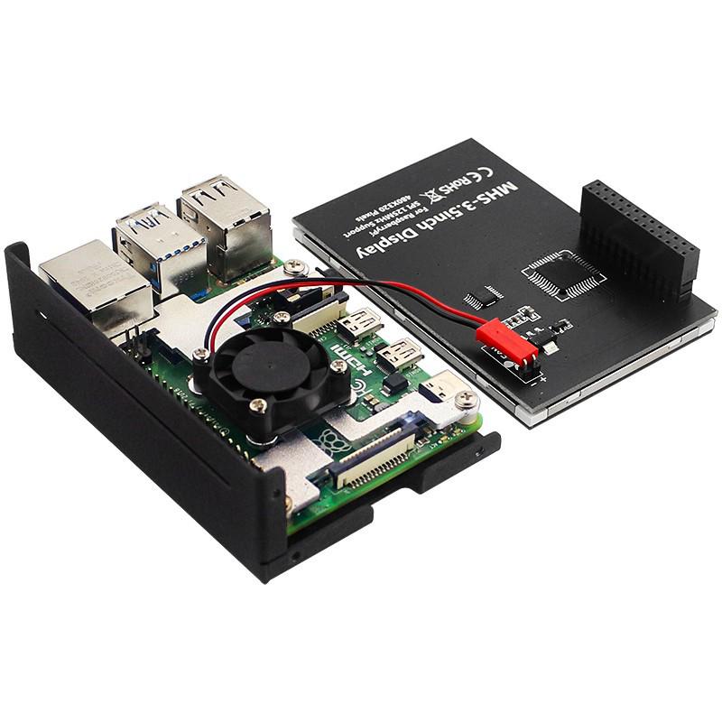 Raspberry Pi 4B: 3.5" Resistive Touchscreen with Upgrade Fan, Sturdy Metal Case, Durable Design, Includes Screwdriver