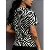 2026 Spring/Summer New Digital Print Zebra Pattern Short-Sleeve Sports Shirt for Women by Egg Tart