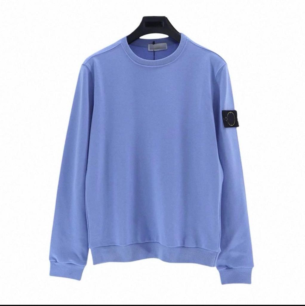 Unisex Solid Color Round Neck Stone Badge Starry Cross Long Sleeve Hoodie