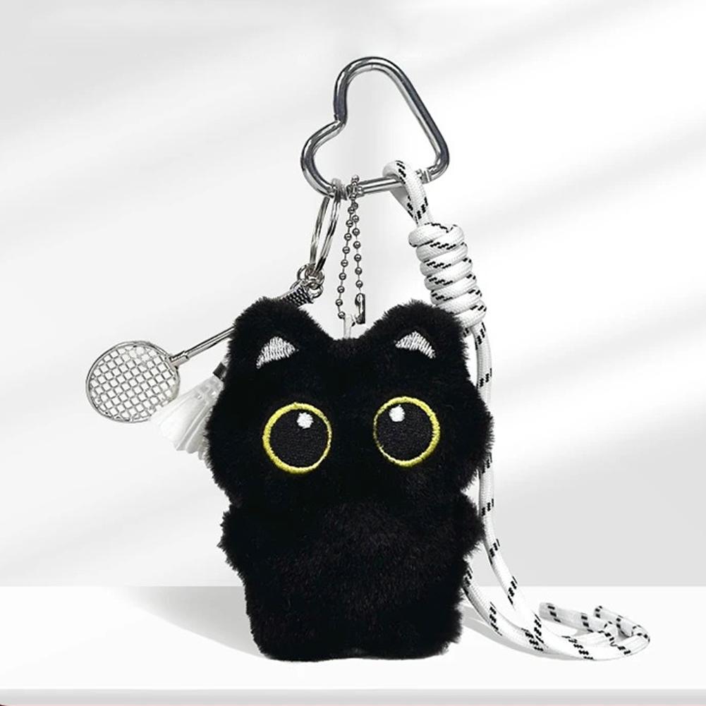 Black Cute Cat Plush Toy Doll Keychain Small Pendant Car Keyring Kitten Toy Doll For Boy Girl Brithday Gifts For Kids Adults Children's Birthday Gift