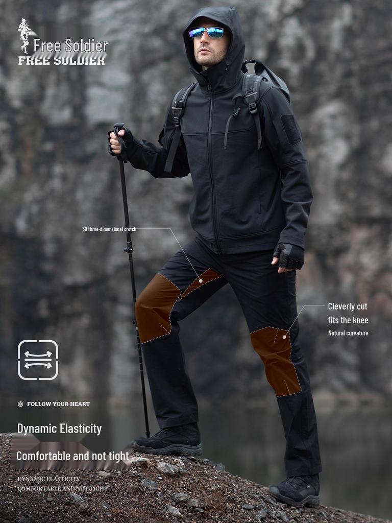 Free Soldier Men's Rising Sun Tactical Stretch Pants - Outdoor, Wear-Resistant, Scratch-Resistant, American Retro Long Trousers