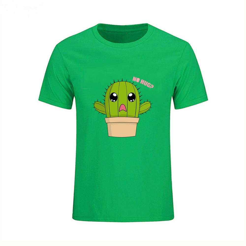 Crop Cactus Hug Pattern No Hug T Shirt Short Sleeve Custom T Shirts