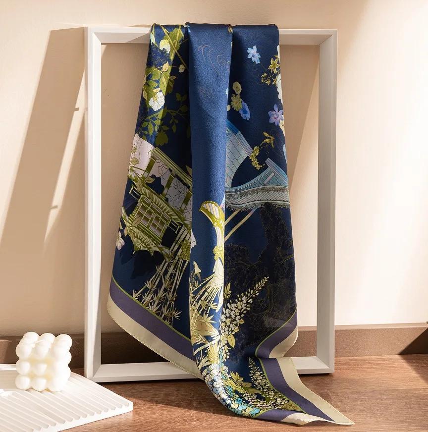 100% Mulberry Silk Scarf  Four Seasons Versatile Premium Printed Shawl