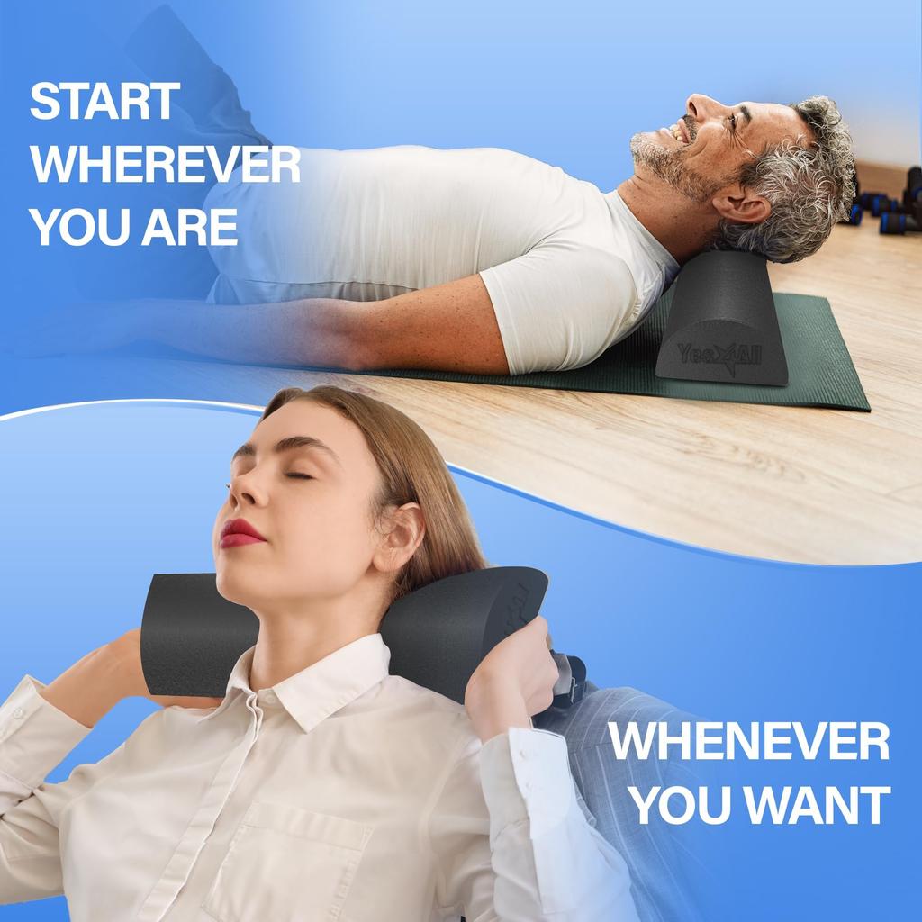 Yes4All Medium Firm Half Foam Roller for Post-Workout Relaxation, 30/45/60/90cm PE Foam Roll for Back Massage and Yoga Exercises