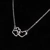 European Style Dog Paw Heart Pendant Clavicle Necklace