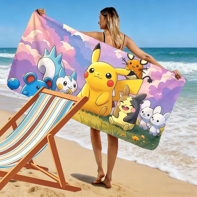 Pokémon Print Beach Towel, Large Soft Quick Dry Towel for Beach Camping Swimming