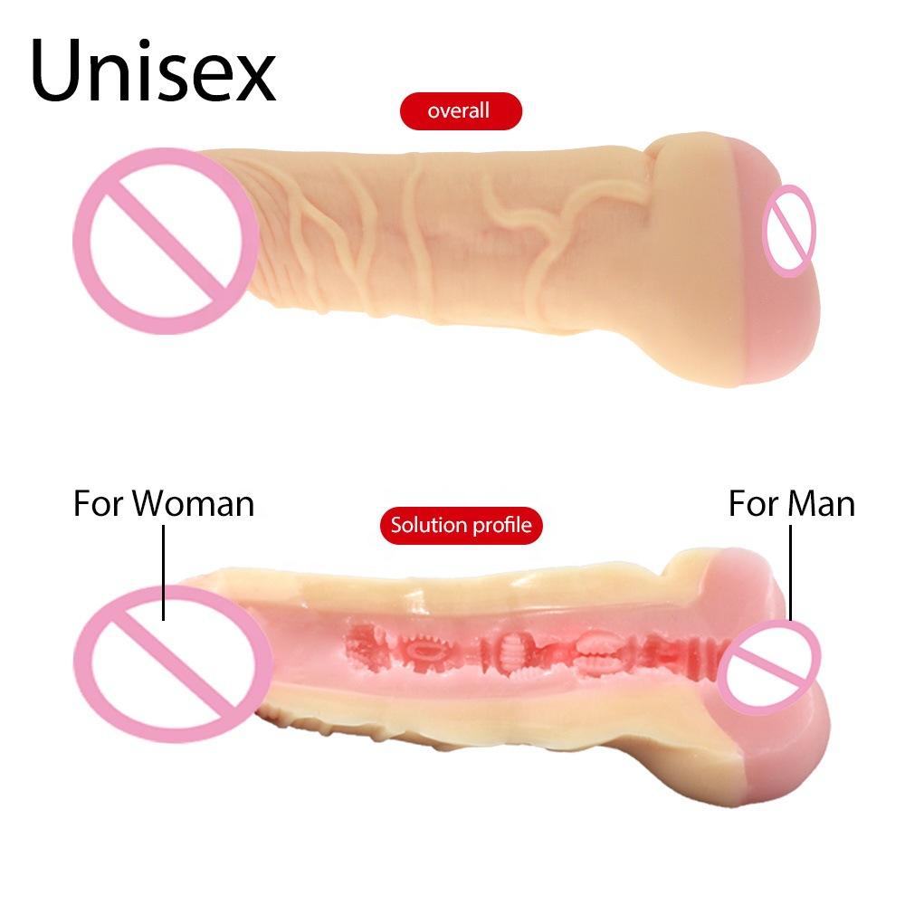 2 In 1 Realistic Pussy with Real Big Penis Enlarger Sleeve Vagina Anus Masturbation Sex Toys for Men Women Adult Erotic Supplies