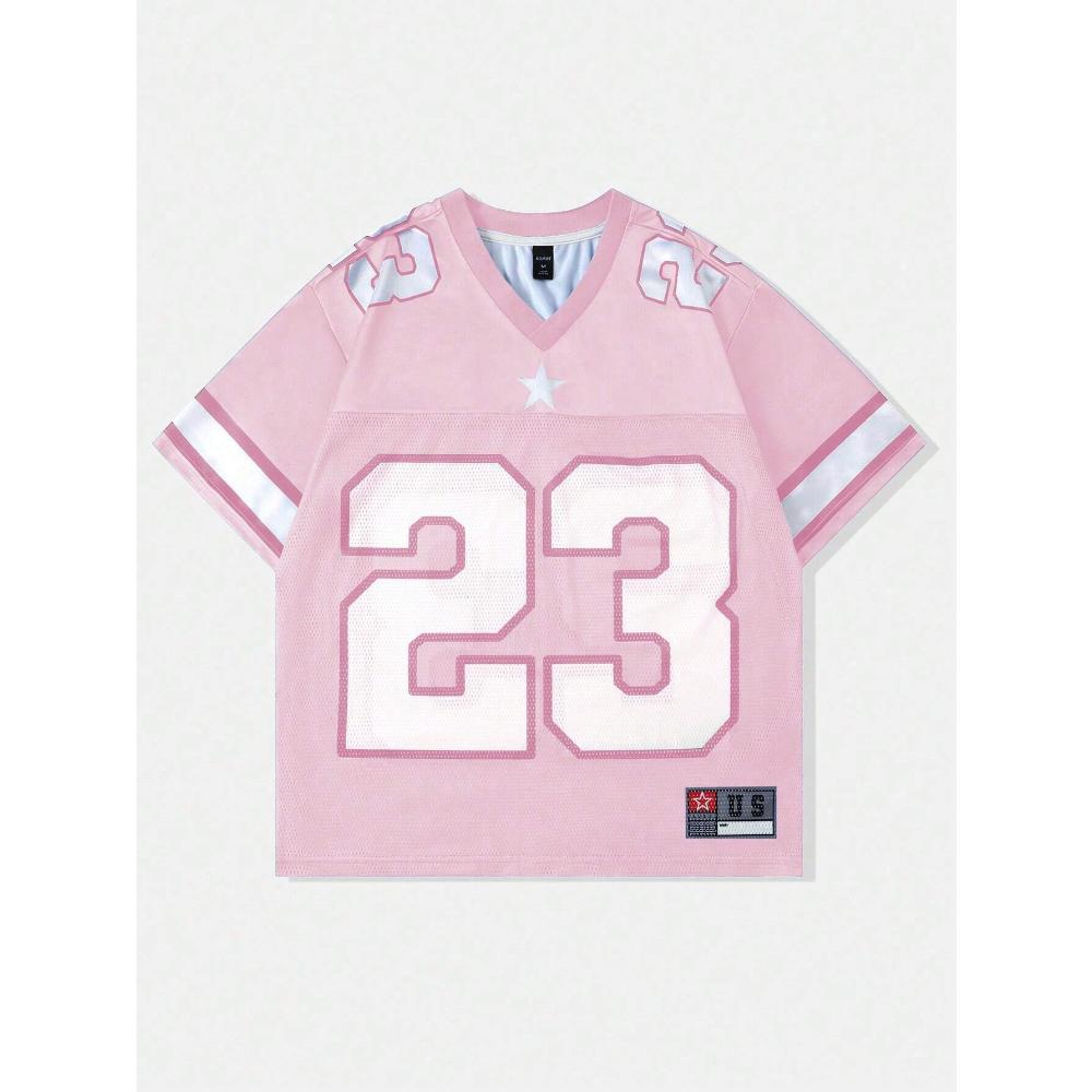

2026 New Hot Women s Summer Y2K Fashion Casual Shirt Street Retro Hip Hop 23 Shirt V-Neck Loose Breathable Quick Drying T-Shirt S