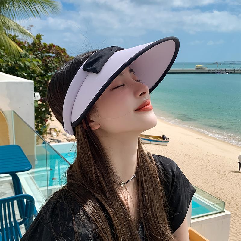 Bow large brim empty top hat sunshade sunshade sun hat UV protection sun hat women's fashion vacation hat
