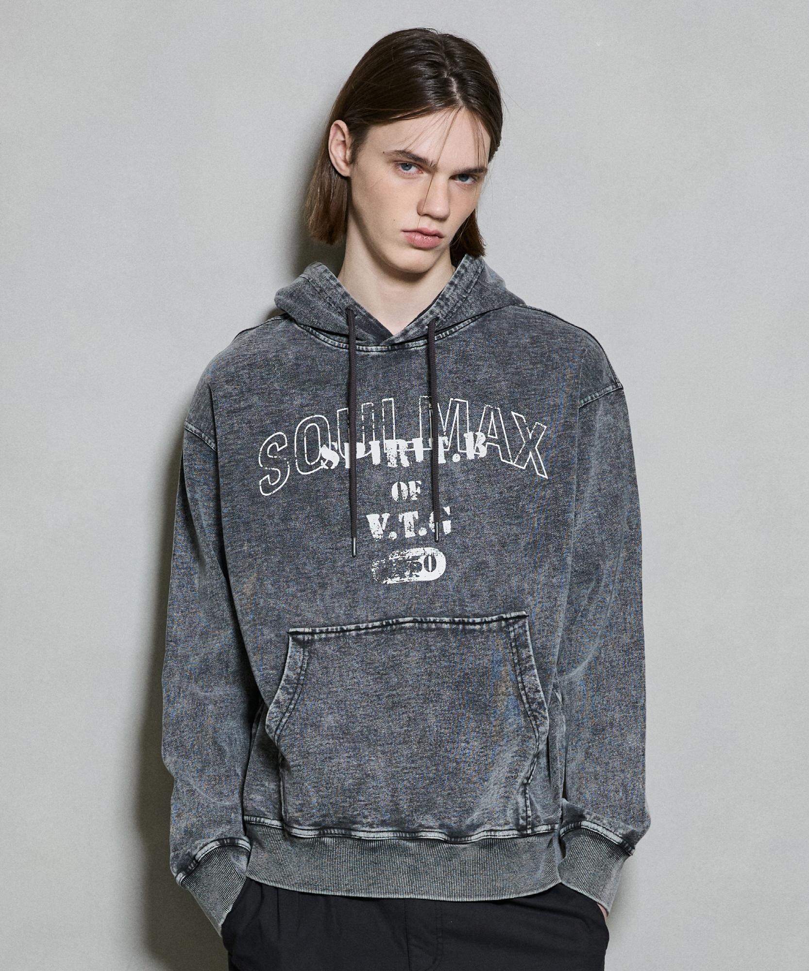 Burkeru Oversized Indigo Washed Artwork Hoodie Black Black_L