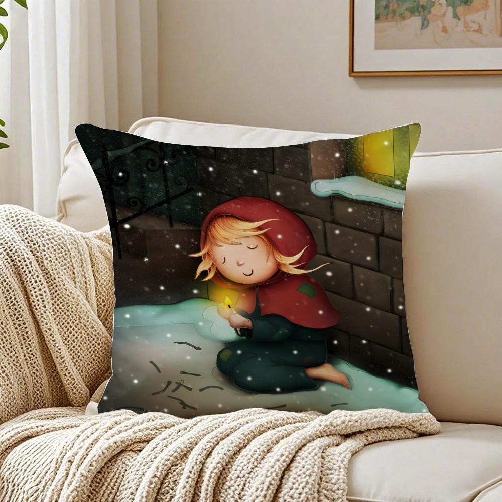 Story The Iittle Match Girl Illustration Art Cushion Cover Pillowcase Antidustmite living Room Sofa Decor Cushion Room