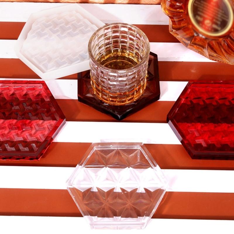 Gemeotric Hexagon Coaster Mold Resin Silicone Molds Diy Crystal Glues Storage Tray Mold for Making Fruit Storage Plate