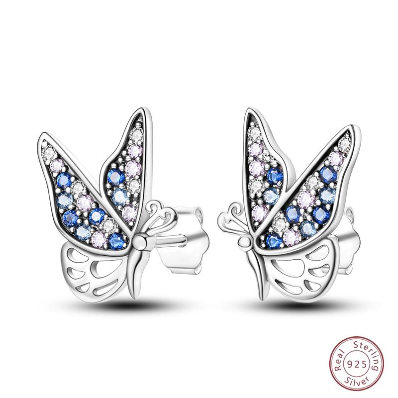 Sweet 925 Silver Ladybug Butterfly Dragonfly Iris Flower Design Earrings Fit Wedding Parties Exquisite Jewelry