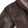 Kaslead New Arrival Women's Clothing Fashion Style Fashion Casual Easiest for Match Coffee Brown Leather Coat