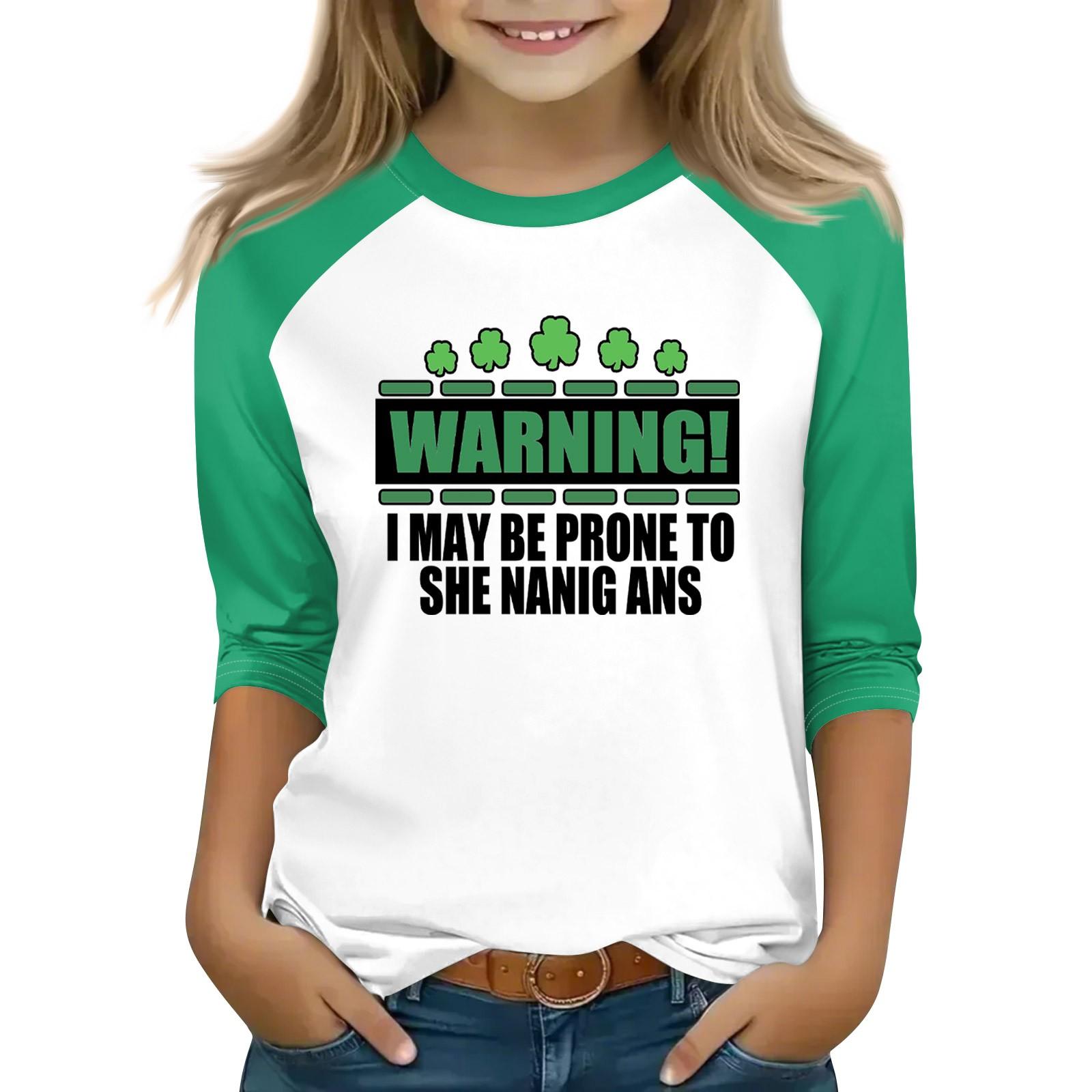 

Топы для девочек 4-16 лет с круглым вырезом и рукавами 3/4 Футболки Модные топы Наряды Футболки 150 циан