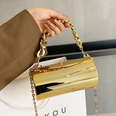 Bolsas femininas Bolsas para mulheres Festa Clutches Moda Cilindro Mini Bolsa de Noite Bolsa de Ombro Crossbody Caixa de Ouro Clutch