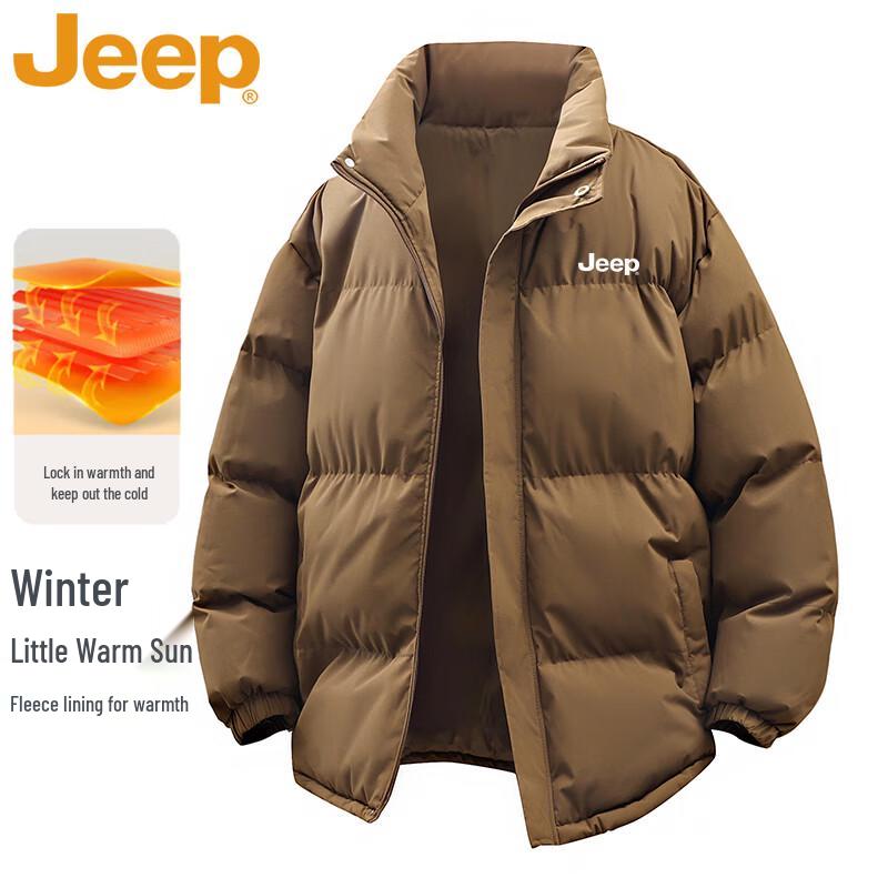 JEEP Men's Autumn/Winter Stand Collar Loose Fit Warm Outdoor Jacket