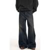 Blugi Denim Vintage Spălați Închis Ștersi Largi Evazați Pantaloni Retro Streetwear