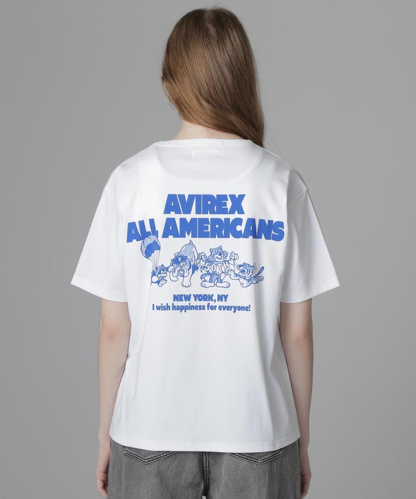 AVIREX 50th Anniversary Animals F T-Shirt, Women's, 030, White, 783-5235603