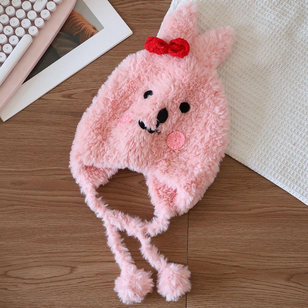 Sweet Rabbit Plush Earmuff Hat for Kids - Cute Pull-On Design, Perfect for Autumn/Winter Warmth, Ideal for Boys and Girls